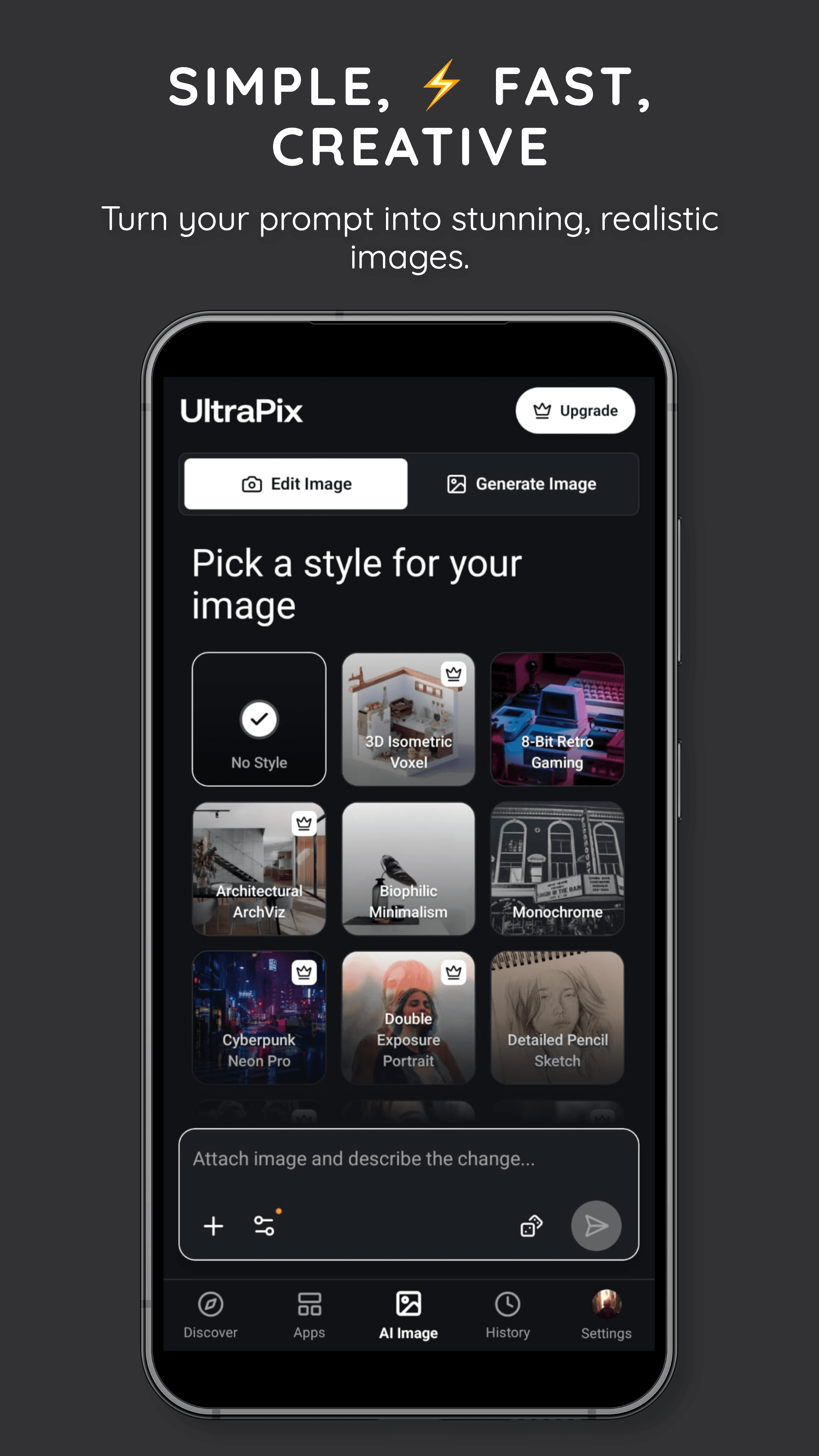 UltraPix AI image generator app overview on Android