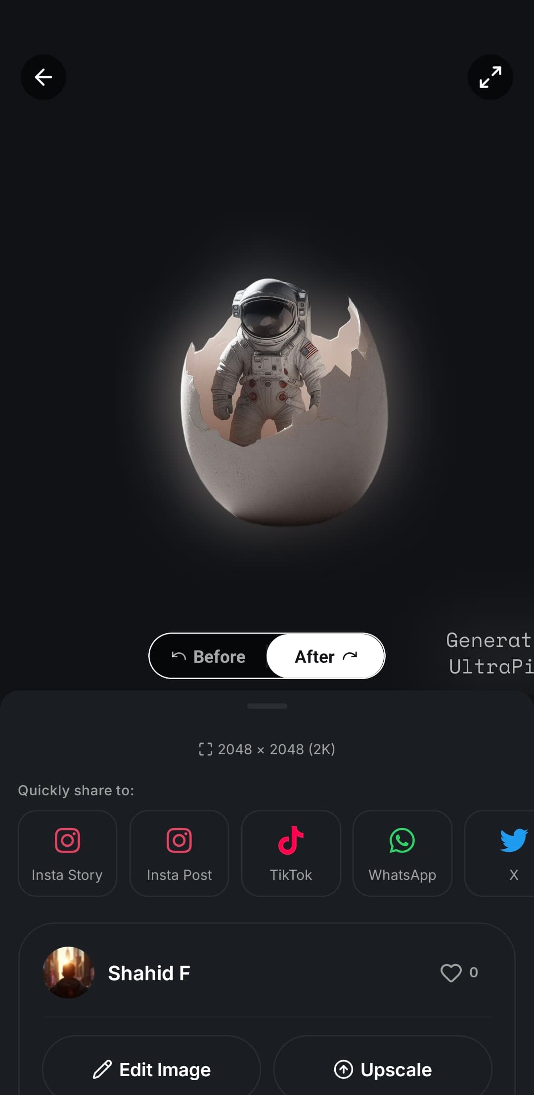 UltraPix Remove background after view screen
