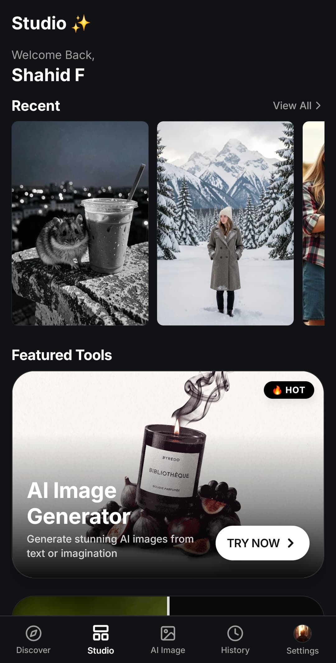 UltraPix Studio tools screen